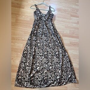 Sleeveless V-Neck Maxi Sundress Leopard Print Made in Italy Pretty Wind Size 18‎